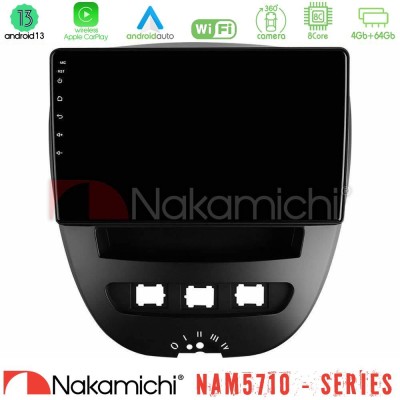 Nakamichi NAM5710 Series 8Core Android13 4+64GB Toyota Aygo/Citroen C1/Peugeot 107 Navigation Multimedia Tablet 10"