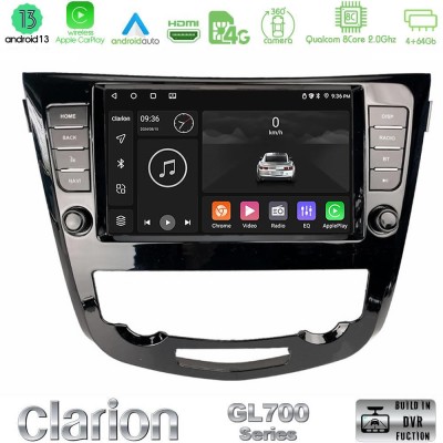Clarion GL700 Series 8Core Android13 4+64GB Nissan Qashqai J11 (AUTO A/C) Navigation Multimedia Tablet 9" Με Carplay & Android A
