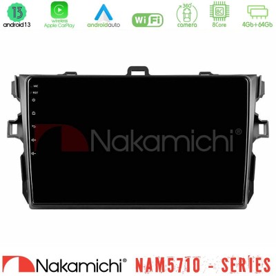 Nakamichi NAM5710 Series 8Core Android13 4+64GB Toyota Corolla 2007-2012 Navigation Multimedia Tablet 9"