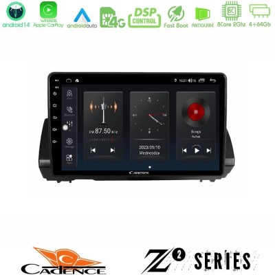 Cadence Z2 Series 8Core Android14 4+64GB Dacia Sandero/Logan/Jogger 2022- Navigation Multimedia Tablet 9" Με Carplay & Android A