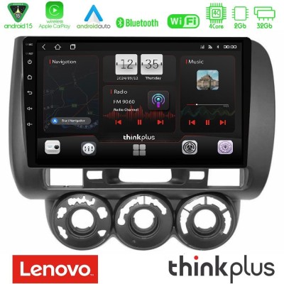 Lenovo Thinkplus Series 4Core Android15 2+32GB Honda Jazz (Fit) 2002-2008 (RHD) Manual A/C Navigation Multimedia Tablet 9" Με Ca