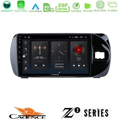 Cadence Z2 Series 8Core Android14 4+64GB Toyota Yaris (Vitz) 2015-2020 RHD Navigation Multimedia Tablet 9" Με Carplay & Android 