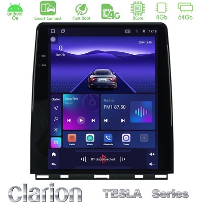 Clarion GL300 Tesla Series Android OS 8Core 4+64GB Renault Clio 5 2020-2025 Navigation Multimedia Tablet 9.7"