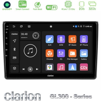 Clarion GL300 Series 4Core Android11 2+32GB Audi A4 B7 Navigation Multimedia Tablet 9" Με Carplay & Android Auto