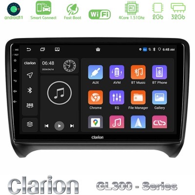 Clarion GL300 Series 4Core Android11 2+32GB Audi TT B7 Navigation Multimedia Tablet 9" Με Carplay & Android Auto