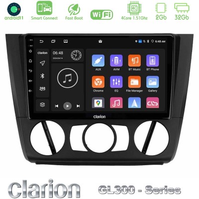 Clarion GL300 Series 4Core Android11 2+32GB BMW 1Series E81/E82/E87/E88 (MANUAL A/C) Navigation Multimedia Tablet 9" Με Carplay 