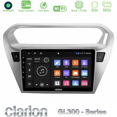 Clarion GL300 Series 4Core Android11 2+32GB Citroen C-Elysee / Peugeot 301 Navigation Multimedia Tablet 9" Με Carplay & Android 