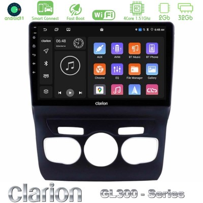 Clarion GL300 Series 4Core Android11 2+32GB Citroen C4L Navigation Multimedia Tablet 10" Με Carplay & Android Auto