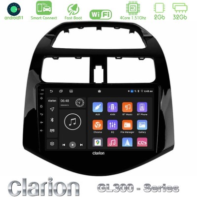 Clarion GL300 Series 4Core Android11 2+32GB Chevrolet Spark 2009-2015 Navigation Multimedia Tablet 9" Με Carplay & Android Auto