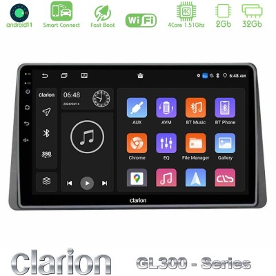 Clarion GL300 Series 4Core Android11 2+32GB Dacia Duster 2019- Navigation Multimedia Tablet 10" Με Carplay & Android Auto