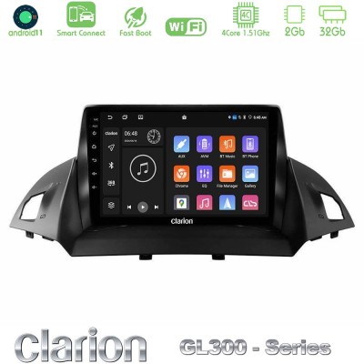 Clarion GL300 Series 4Core Android11 2+32GB Ford C-Max/Kuga Navigation Multimedia Tablet 9" Με Carplay & Android Auto