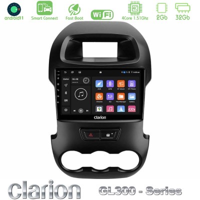 Clarion GL300 Series 4Core Android11 2+32GB Ford Ranger 2012-2016 Navigation Multimedia Tablet 9" Με Carplay & Android Auto