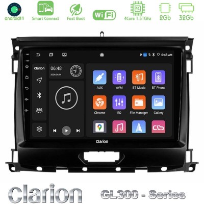 Clarion GL300 Series 4Core Android11 2+32GB Ford Ranger 2017-2022 Navigation Multimedia Tablet 9" Με Carplay & Android Auto