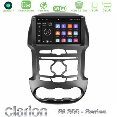Clarion GL300 Series 4Core Android11 2+32GB Ford Ranger 2012-2016 Navigation Multimedia Tablet 9" Με Carplay & Android Auto