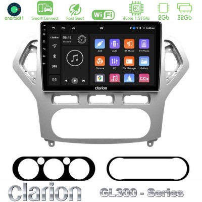 Clarion GL300 Series 4Core Android11 2+32GB Ford Mondeo 2007-2010 AUTO A/C Navigation Multimedia Tablet 10" Με Carplay & Android