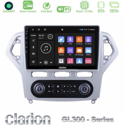 Clarion GL300 Series 4Core Android11 2+32GB Ford Mondeo 2007-2011 (Auto A/C) Navigation Multimedia Tablet 10" Με Carplay & Andro