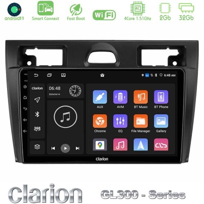 Clarion GL300 Series 4Core Android11 2+32GB Ford Fiesta/Fusion Navigation Multimedia Tablet 9" Με Carplay & Android Auto