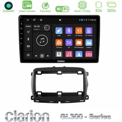 Clarion GL300 Series 4Core Android11 2+32GB Fiat 500 2016 Navigation Multimedia Tablet 9" Με Carplay & Android Auto