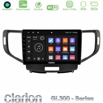 Clarion GL300 Series 4Core Android11 2+32GB Honda Accord 2008-2015 Navigation Multimedia Tablet 9" Με Carplay & Android Auto