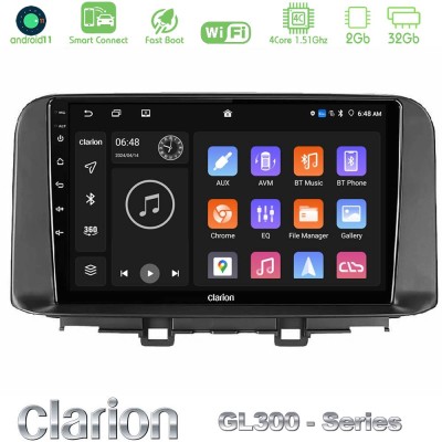 Clarion GL300 Series 4Core Android11 2+32GB Hyundai Kona 2018-2023 Navigation Multimedia Tablet 10" Με Carplay & Android Auto