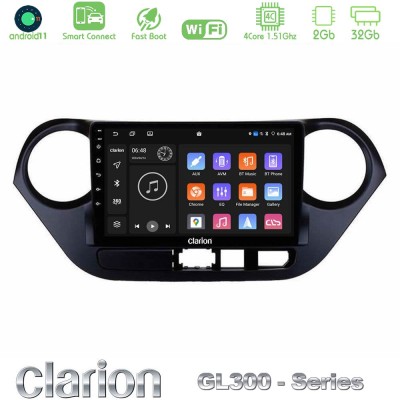 Clarion GL300 Series 4Core Android11 2+32GB Hyundai i10 2014-2020 Navigation Multimedia Tablet 9" Με Carplay & Android Auto