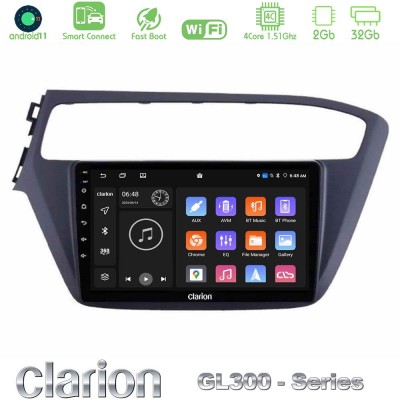 Clarion GL300 Series 4Core Android11 2+32GB Hyundai i20 2018-2020 Navigation Multimedia Tablet 9" Με Carplay & Android Auto