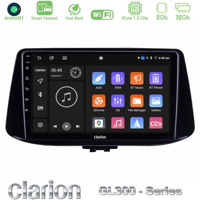 Clarion GL300 Series 4Core Android11 2+32GB Hyundai i30 Navigation Multimedia Tablet 9" Με Carplay & Android Auto