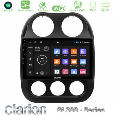 Clarion GL300 Series 4Core Android11 2+32GB Jeep Compass 2012-2016 Navigation Multimedia Tablet 10" Με Carplay & Android Auto