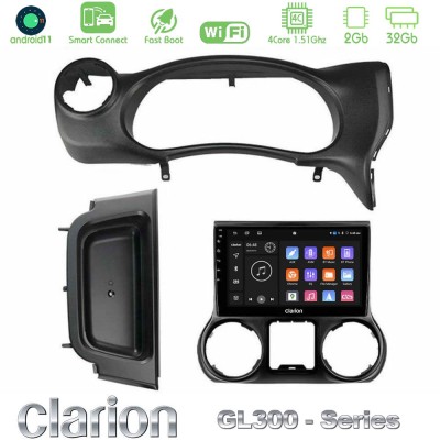 Clarion GL300 Series 4Core Android11 2+32GB Jeep Wrangler 2014-2017 Navigation Multimedia Tablet 10" Με Carplay & Android Auto
