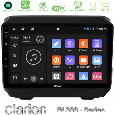 Clarion GL300 Series 4Core Android11 2+32GB Jeep Wrangler 2018- Navigation Multimedia Tablet 9" Με Carplay & Android Auto