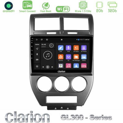 Clarion GL300 Series 4Core Android11 2+32GB Jeep Compass/Patriot 2007-2008 Navigation Multimedia Tablet 10" Με Carplay & Android