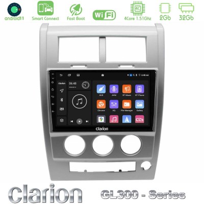 Clarion GL300 Series 4Core Android11 2+32GB Jeep Cherokee (KK) 2008-2012 Navigation Multimedia Tablet 10" Με Carplay & Android A