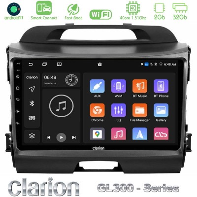 Clarion GL300 Series 4Core Android11 2+32GB Kia Sportage Navigation Multimedia Tablet 9" Με Carplay & Android Auto