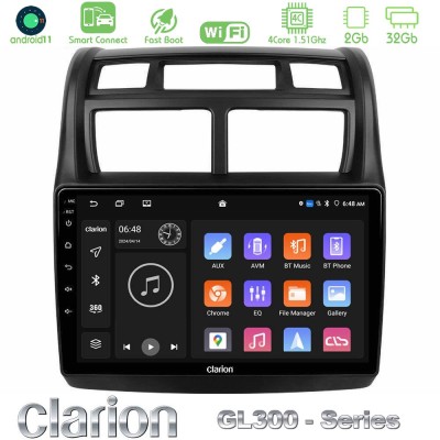 Clarion GL300 Series 4Core Android11 2+32GB Kia Sportage 2008-2011 Navigation Multimedia Tablet 9" Με Carplay & Android Auto
