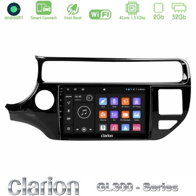 Clarion GL300 Series 4Core Android11 2+32GB Kia Rio 2015-2017 Navigation Multimedia Tablet 9" Με Carplay & Android Auto