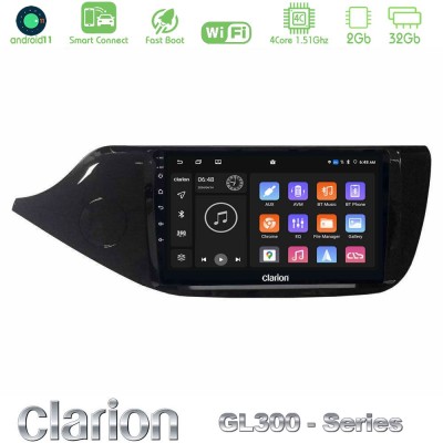 Clarion GL300 Series 4Core Android11 2+32GB Kia Ceed 2013-2017 Navigation Multimedia Tablet 9" Με Carplay & Android Auto