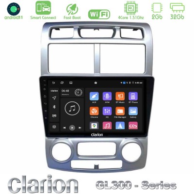 Clarion GL300 Series 4Core Android11 2+32GB Kia Sportage 2005-2008 Navigation Multimedia Tablet 9" Με Carplay & Android Auto