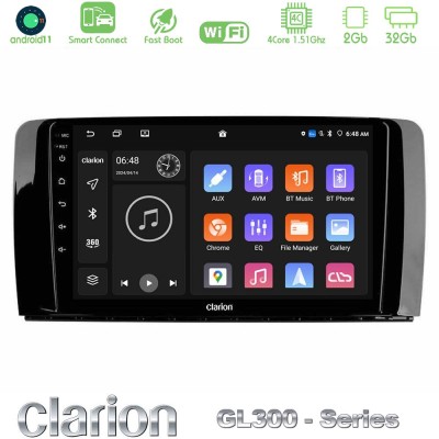 Clarion GL300 Series 4Core Android11 2+32GB Mercedes R Class Navigation Multimedia Tablet 9" Με Carplay & Android Auto