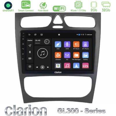 Clarion GL300 Series 4Core Android11 2+32GB Mercedes C Class (W203) Navigation Multimedia Tablet 9" Με Carplay & Android Auto