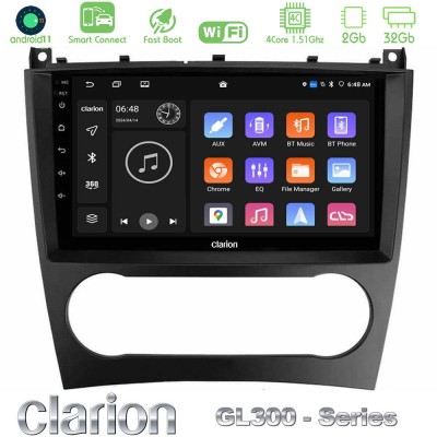 Clarion GL300 Series 4Core Android11 2+32GB Mercedes W203 Facelift Navigation Multimedia Tablet 9" Με Carplay & Android Auto