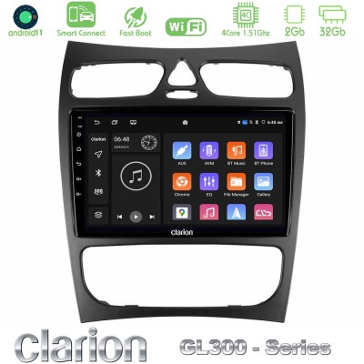 Clarion GL300 Series 4Core Android11 2+32GB Mercedes CLK Class W209 2000-2004 Navigation Multimedia Tablet 9" Με Carplay & Andro