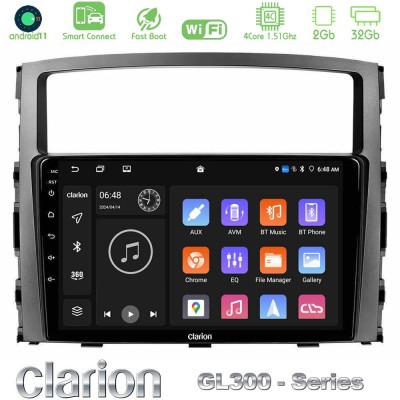Clarion GL300 Series 4Core Android11 2+32GB Mitsubishi Pajero 2008-2009 Navigation Multimedia Tablet 9" Με Carplay & Android Aut