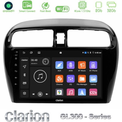 Clarion GL300 Series 4Core Android11 2+32GB Mitsubishi Space Star 2013-2016 Navigation Multimedia Tablet 9" Με Carplay & Android