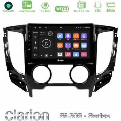 Clarion GL300 Series 4Core Android11 2+32GB Mitsubishi L200 2016- & Fiat Fullback (Manual A/C) Navigation Multimedia Tablet 9" Μ