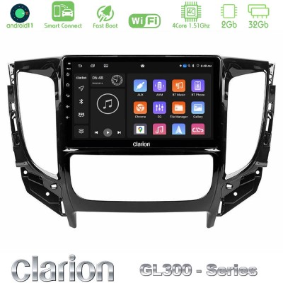 Clarion GL300 Series 4Core Android11 2+32GB Mitsubishi L200 2016- & Fiat Fullback (Auto A/C) Navigation Multimedia Tablet 9" Με 