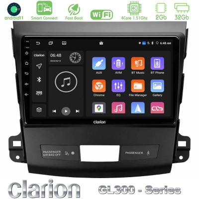 Clarion GL300 Series 4Core Android11 2+32GB Mitsubishi Outlander/Citroen C-Crosser/Peugeot 4007 Navigation Multimedia Tablet 9" 