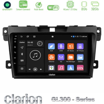 Clarion GL300 Series 4Core Android11 2+32GB Mazda CX-7 2007-2011 Navigation Multimedia Tablet 9" Με Carplay & Android Auto