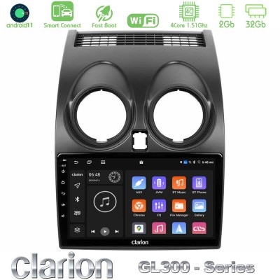 Clarion GL300 Series 4Core Android11 2+32GB Nissan Qashqai J10 Navigation Multimedia Tablet 9" Με Carplay & Android Auto