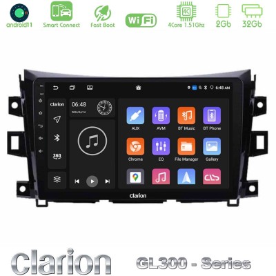 Clarion GL300 Series 4Core Android11 2+32GB Nissan Navara NP300 Navigation Multimedia Tablet 9" Με Carplay & Android Auto