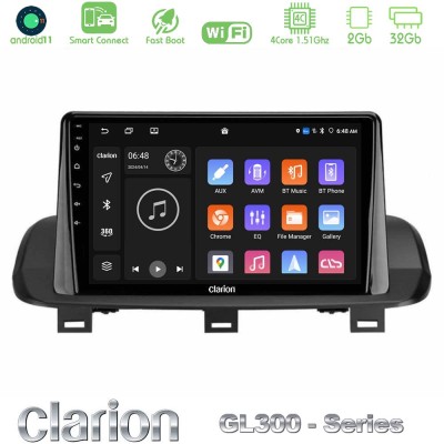 Clarion GL300 Series 4Core Android11 2+32GB Nissan Qashqai J12 & X-Trail T33 Navigation Multimedia Tablet 10" Με Carplay & Andro